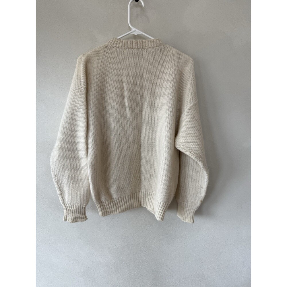 Vtg Snowy Peak N. Zealand 40 10 Cardigan Sweater Merino Mohair Wool Ivory Cream - Picture 5 of 6